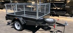 Single axle car box trailer, 8×5 with cage